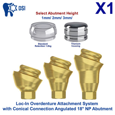 1x Set Abutment Angulated 18° Conical Loc-In Attachment NP Standard Cap