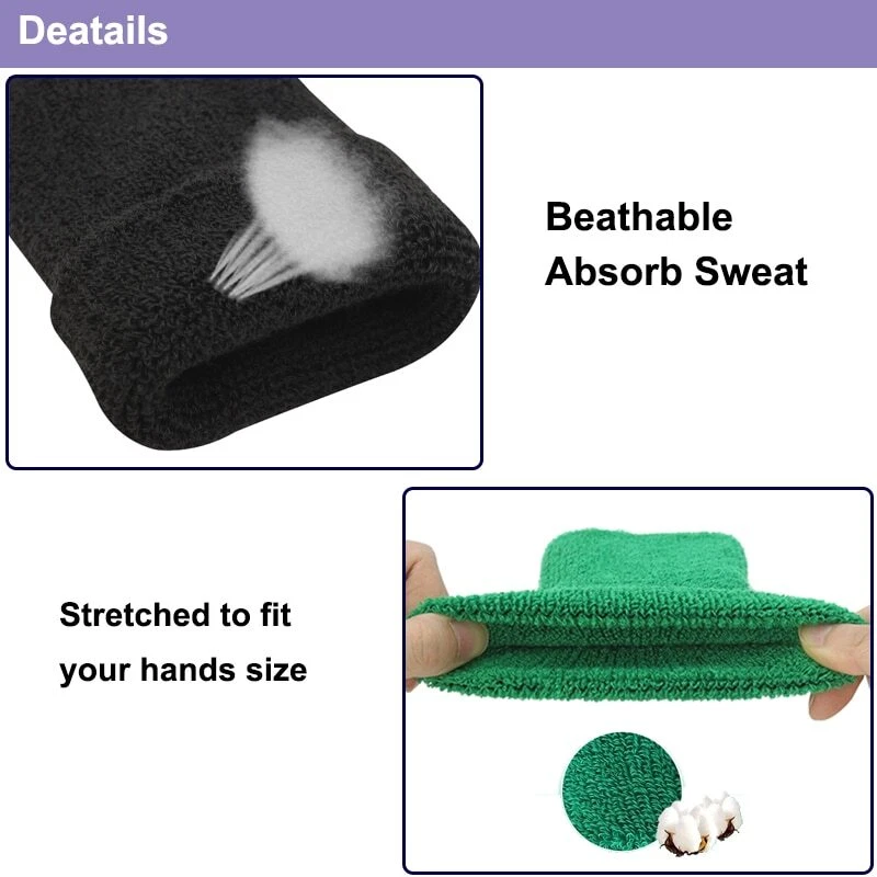 SWEATBAND SETS Wristbands headband Work Out Tennis Wrist Badminton Fitness Bands - Image 4 of 4