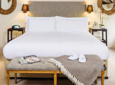 Set of 2 Jacquard White Top Sheets Triple Bed Sheeting 60/40 Supima Cotton/Poly