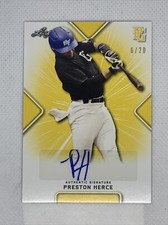 2021 LEAF PERFECT GAME YELLOW PRESTON HERCE PAPER RC AUTO # 6/20