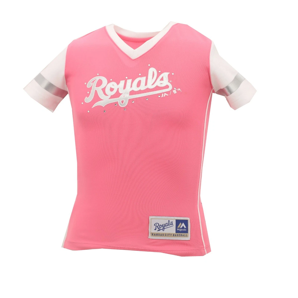 Kansas City Royals MLB Majestic Youth Kids Girls Size Pink Jersey-Style  Shirt