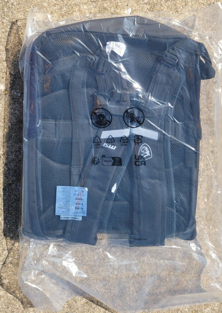 Sealed MSI Gaming Backpack, Black polyester Pack Carry Bag