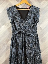 Joe Browns Blue Floral Summer Tea Dress V Neck Short Sleeved Wrapover lined