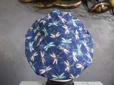 Bouffant surgical scrub hat cap blue pink gold metallic dragonflies