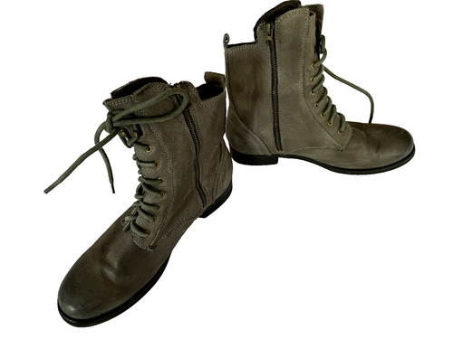 Jeffrey Campbell Ruffle Lace Up Combat Boot Gray sz 101 - Picture 6 of 8