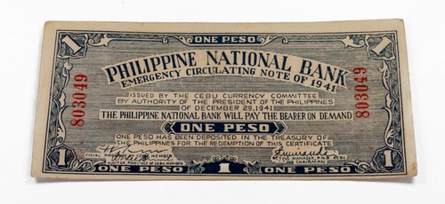 1941 Banca Nazionale Filippine - Cebu banconote da 1 peso, lotto di 3 P-S215 - Foto 4 di 5