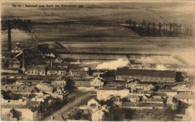 Old postcard Laon - La Gare - train station from the roof of the cathedral (1061787)