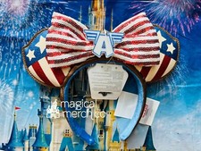 2024 Disney Parks Marvel Captain America Super Soldier Minnie Ears Headband New