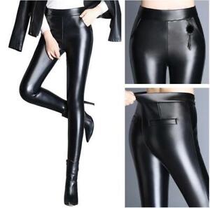 women's straight leg leather pants