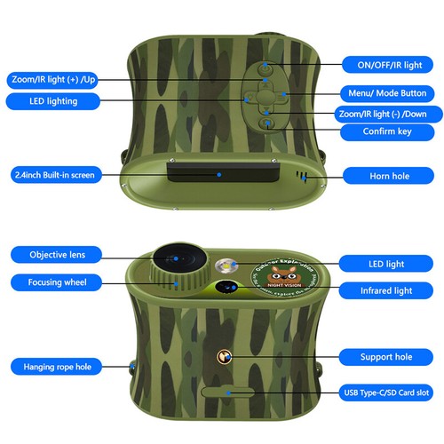 Binoculars Night Vision Telescope Camera IR LED 48MP 4X 8X Zoom 2.4'' IPS Screen - Picture 11 of 13