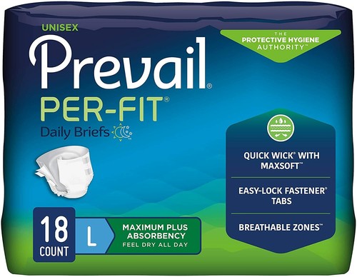 Prevail Per-Fit Adult Brief, Large (45'' to 58''), Bag of 18  2 Pack - 第 1/1 張圖片