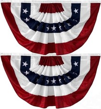 2 Pack American Pleated Fan Flag USA Pleated Fan Flag 3x6 Ft American USA Bun...