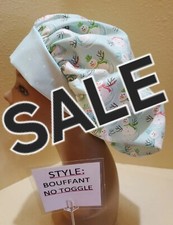 Snowmen seafoam Christmas SALE Women's Bouffant Surgical Scrub Hat/Cap
