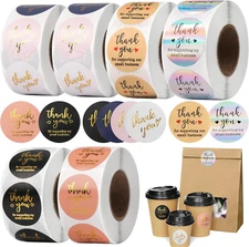 Thank You Stickers Small Business - 6 Rolls 3000 Pieces Thank You for Supporting