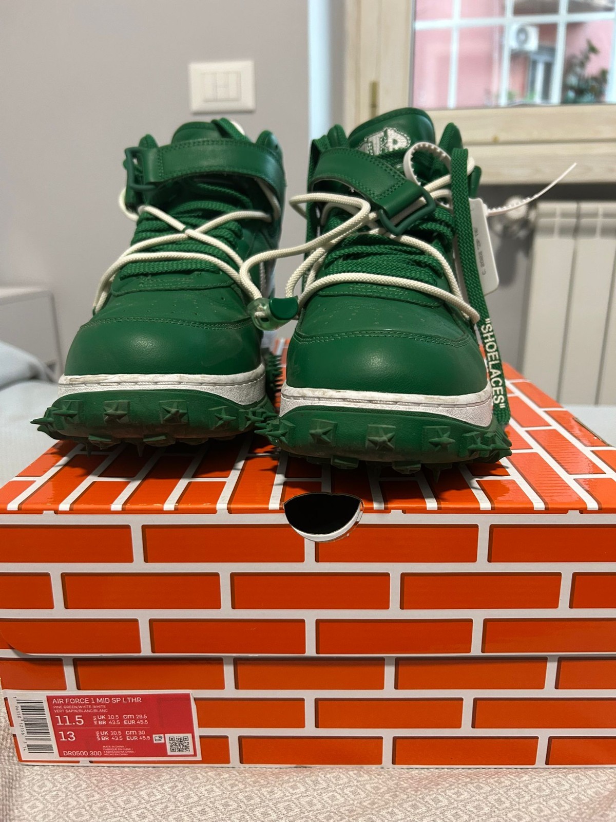 OFF WHITE X NIKE Nike Air Force 1 Mid X Off White Pine Green 45.5