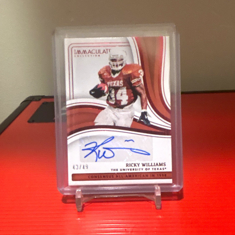 Panini 2023 Immaculate Collegiate College Greats Ricky Williams Ruby Auto /49
