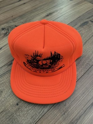 Vintage Orange Elk Hunting Snapback Foam Hat Cap, Dinosaur Tires