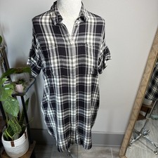 MADEWELL Women’s Medium - Black White Plaid Courier Shirt Dress Button Up
