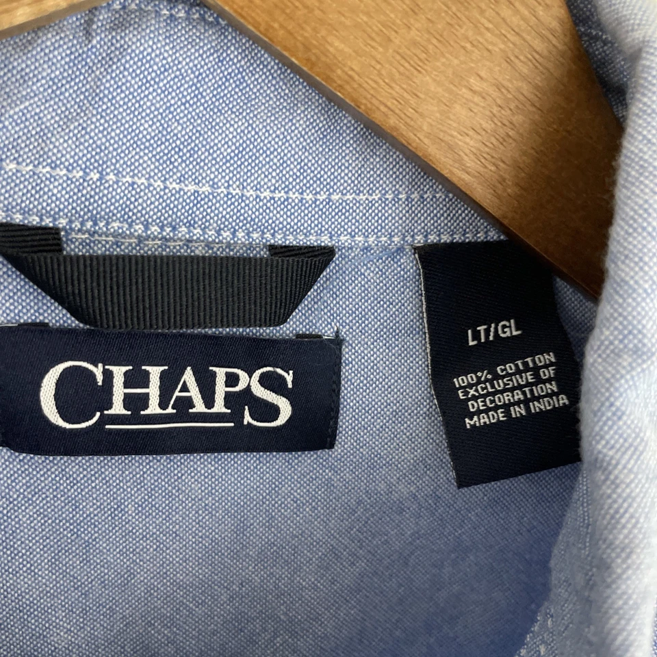 Chaps Shirt Mens LT Tall Large Light Blue Long Sleeve Button 100% Cotton Classic - Image 3 of 4