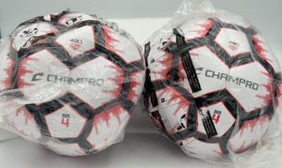 (2) Champro Soccer Balls - Size 4 - Red and White New In Packaging!