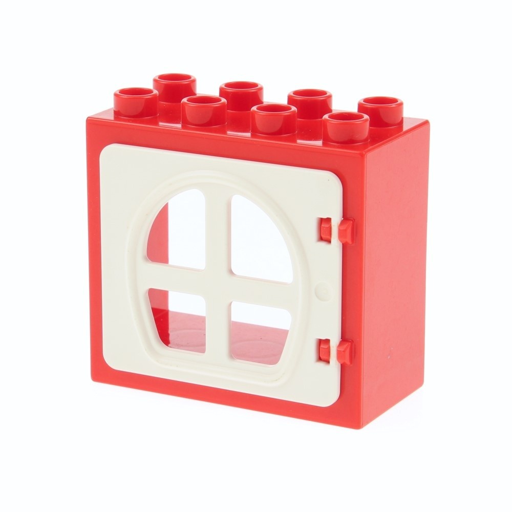 1X Lego Duplo Window Frame Small 2X4X3 Red Door 1X4X3 White 26249 61649