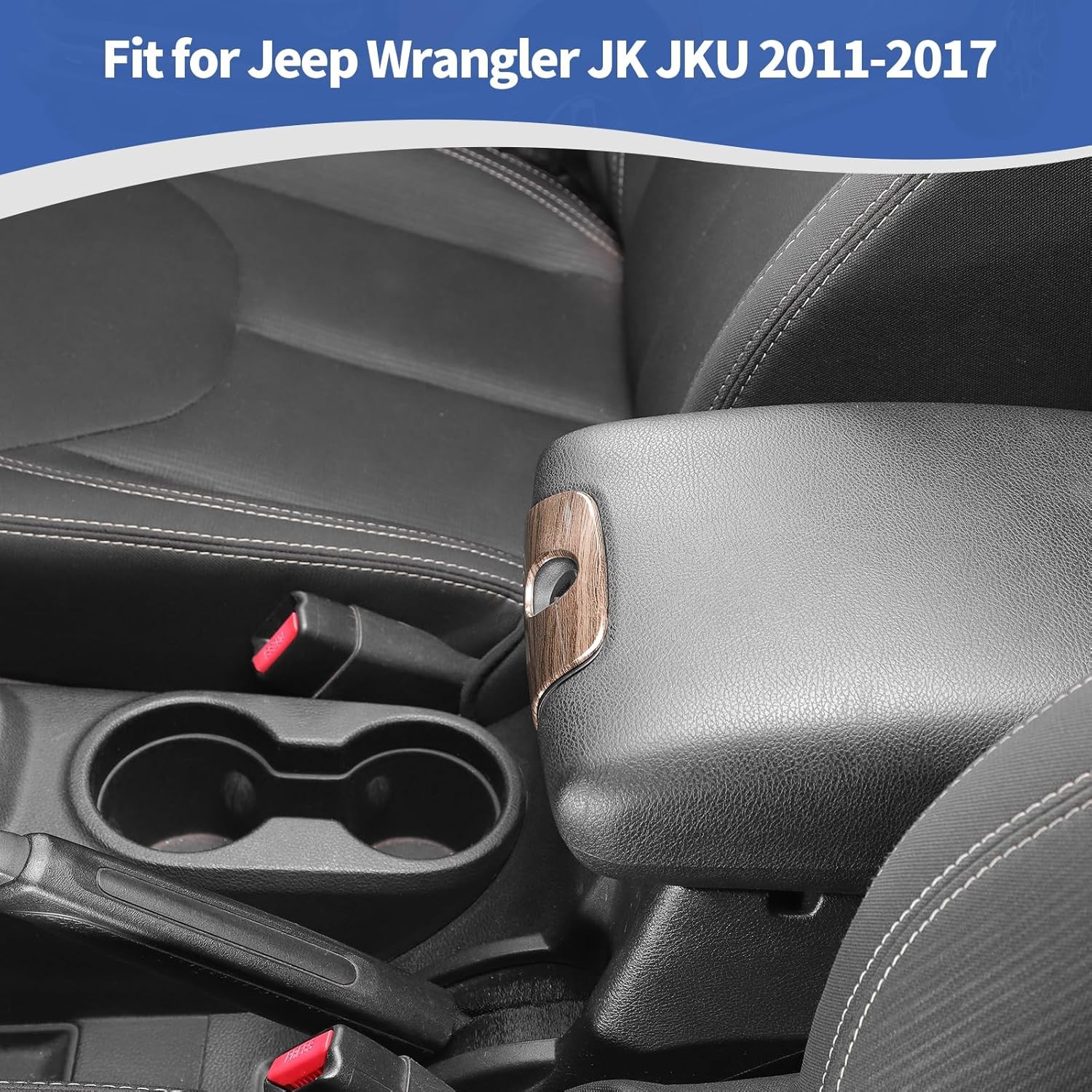 Center Console Armrest Keyhole Cover Trim for Wrangler JK JKU 2011-2017 Brown Wo thumbnail 4