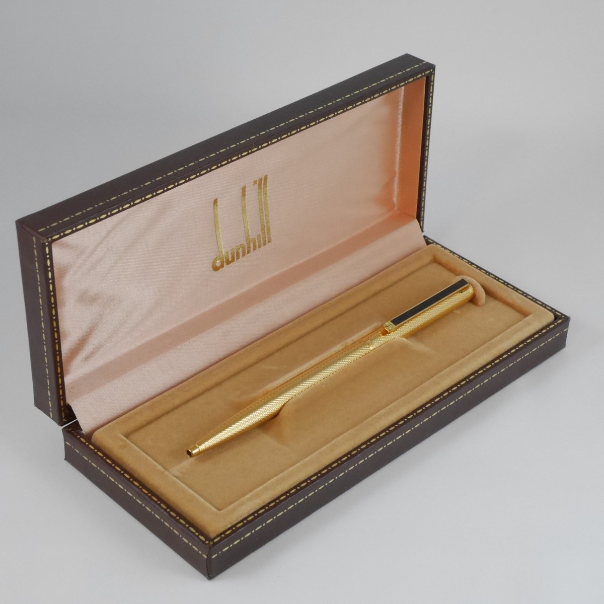 dunhill Gemline Gold Plated Barley Marble Brown Clip Ballpoint Pen