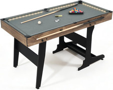 4.5FT Folding Pool Table with LED Lights, Portable Billiard Table with Built-In