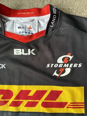 BLK DHL Stormers Player Issue Rugby Shirt Jersey XL With GPS