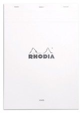 Rhodia Notepad, No18 A4, Lined - White, 8 1/4"" x 11 8 1/4" x 11 3/4", White