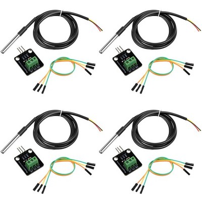 Weewooday 4 Sets DS18B20 Temperature Sensor Module Kit with 1 m/ 3.2 Ft...