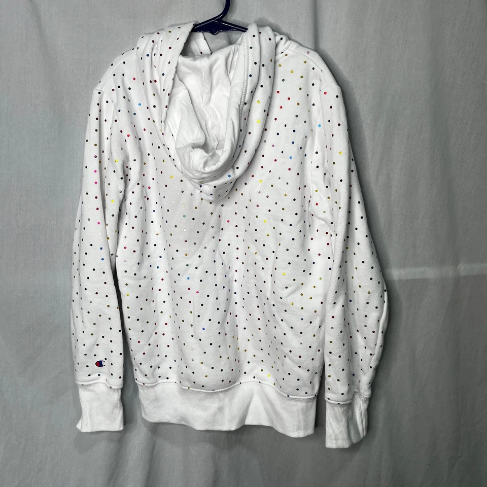 Sudadera con capucha a lunares blanca Champion Girls Foto 2 de 4