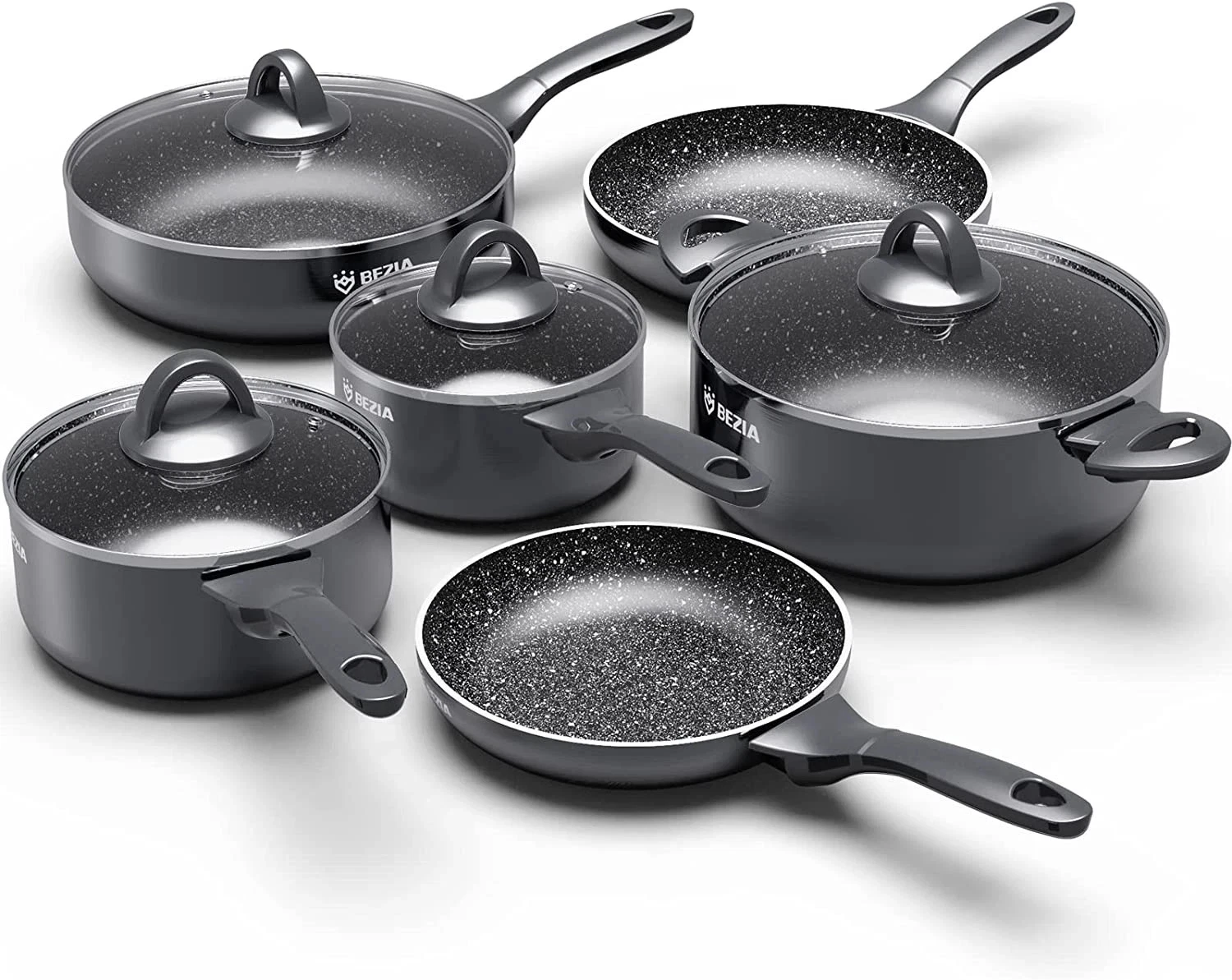 Induction Cookware Pots and Pans Set 10 Piece, Dishwasher Safe Nonstick Cooking