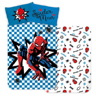 Marvel Spider-Man Wende-Bettwäsche Set ''Helden-Power'' 135x200cm 80x80cm