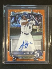2025 Bowman Javier Vaz SP  Orange Shimmer Refractor 1st Prospect Auto /25 Royals