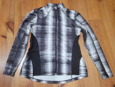 Women's Tek Gear Dry Tek Performance Sports Jacket Shirt L Black White Full Zip