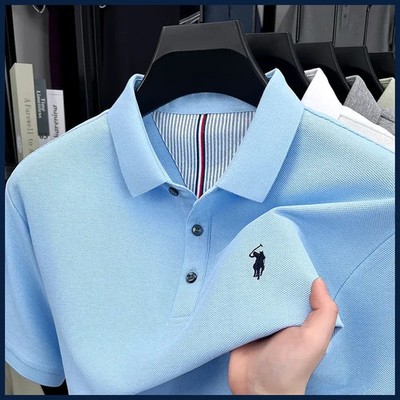 100% pure cotton high-end brand men's short sleeve polo shirt summer fashion
