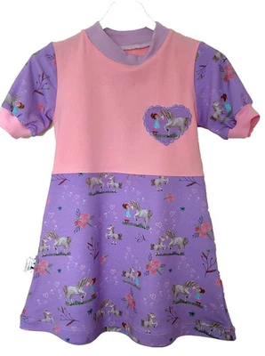 Kleid Kinderkleid Sommerkleid Pferde Mädchen bestick Tasche personalisiert - Bild 1 von 2