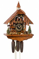 Cuckoo clock Black Forest house with wooden case with plexiglass.. HO 86722T NEW
