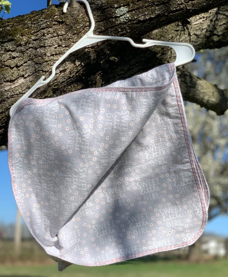 Dulce Niña Reversible Franela Acurrucada Manta Bebé, Bordado 32" x 32" Foto 2 de 4