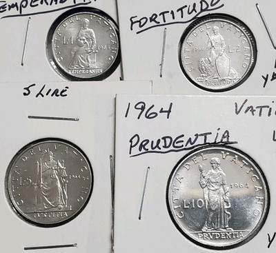 1964 VATICAN CITY 4 Coin Set 1 2 5 10 LIRE Coin