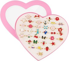 36 pcs Adjustable Rings in Box, No Duplication, Children Kids Little Girl...