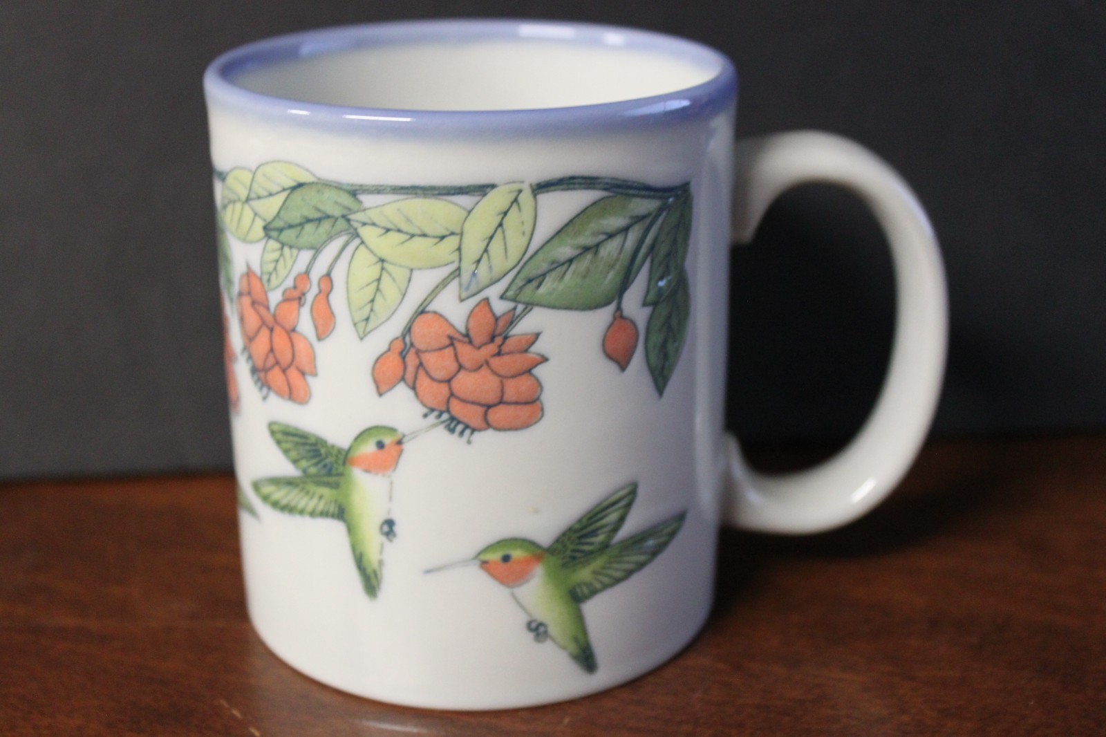 Vintage Otagiri Japan Embossed Hummingbirds Fushsia Coffee Mug Tea Cup