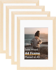 A4 Picture Frame, White Oak Solid Wood Frames with Acrylic Plexiglass for Pictur