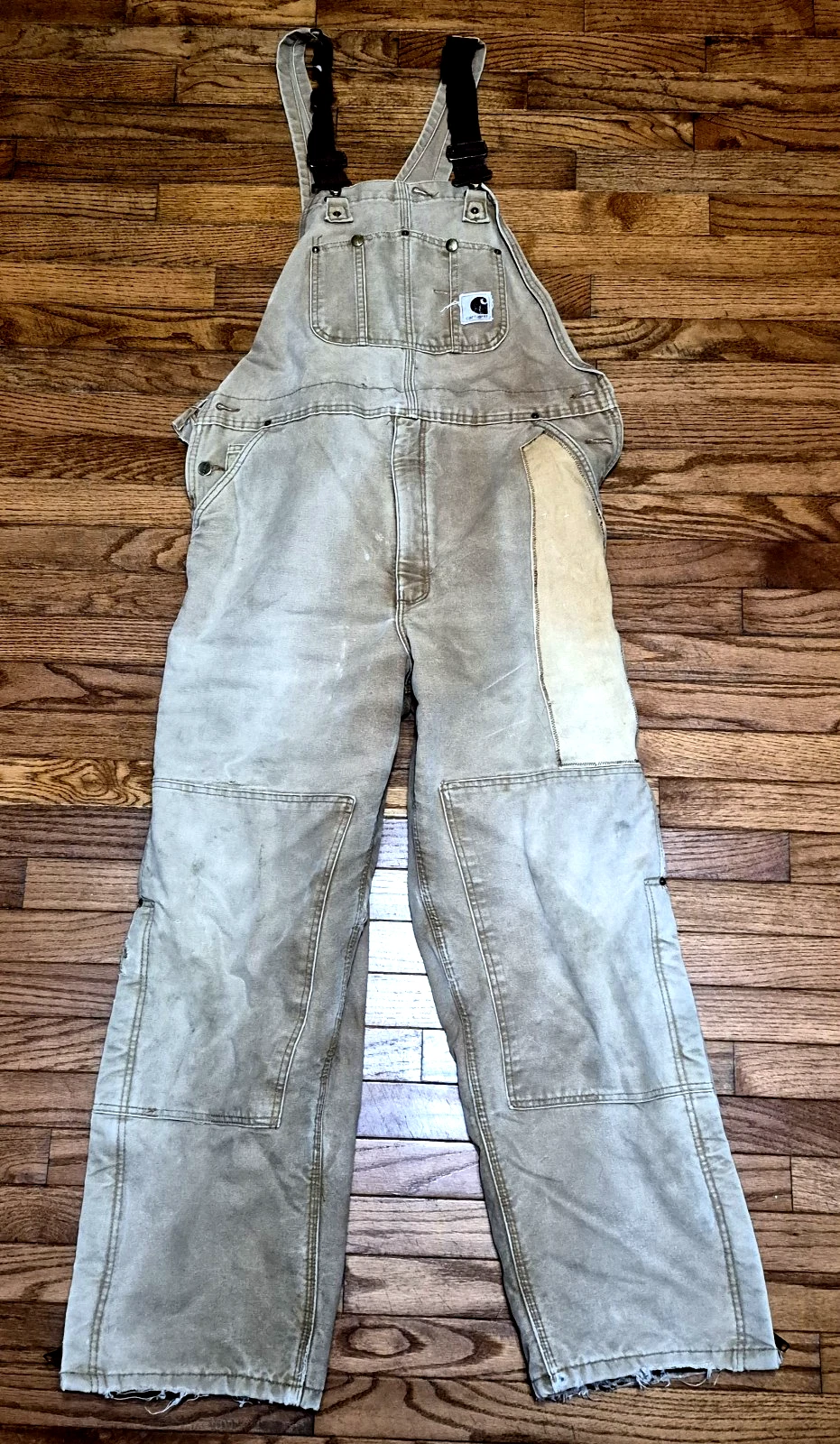 Vintage Carhartt R27 Overalls Mens 40x32 Brown Quilt Lined Made in USA Workwear