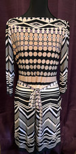 DRESSBARN Size 6 Multicolor Geometric Stretch Knit Sheath Dress Office Casual