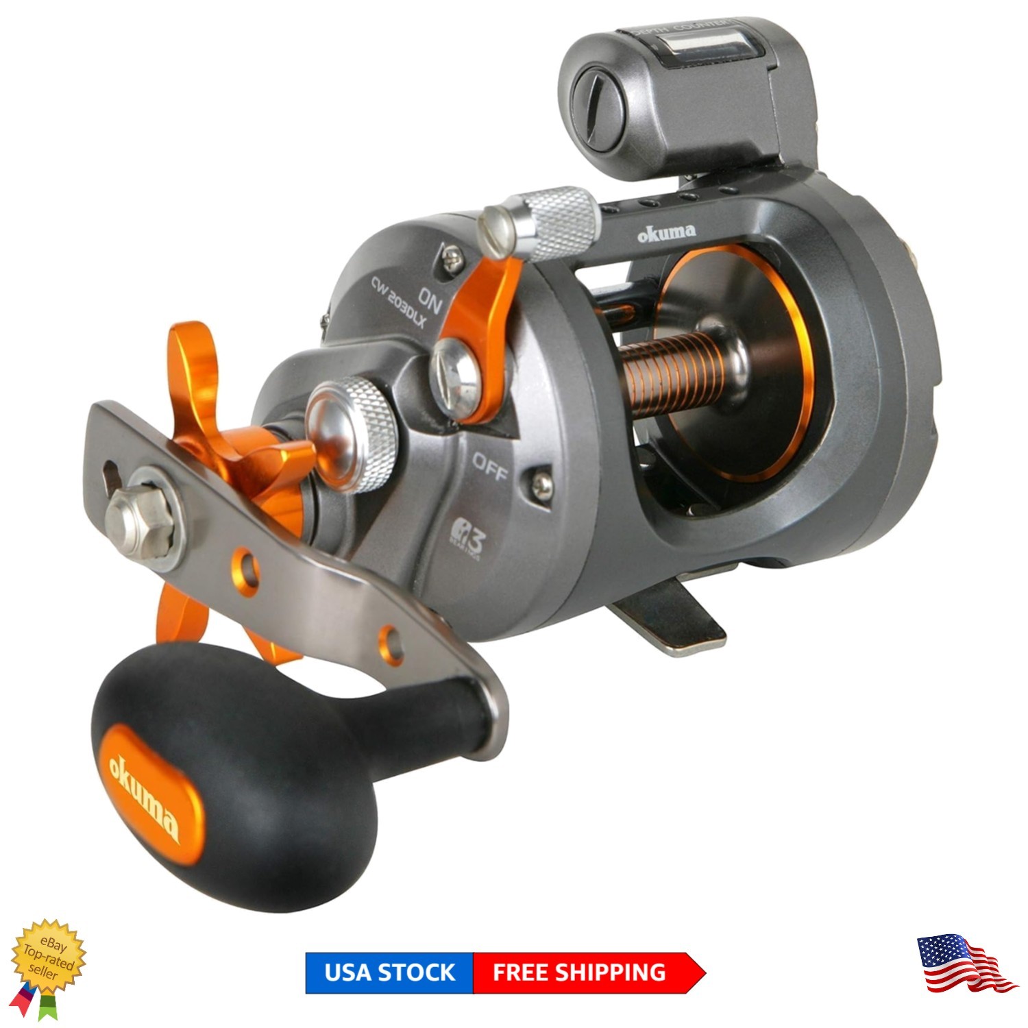 Cold Water Trolling Reel with Carbonite Drag & Stainless Steel Bearings - Silver