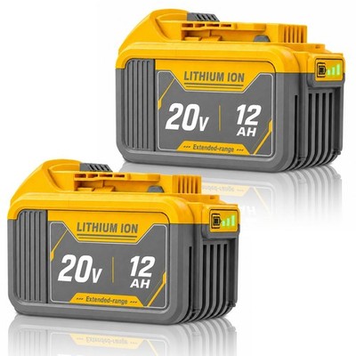 2-Pack 12.0Ah Triple-Row Cell Replacement for DeWalt 20V Battery 12Ah, High C...