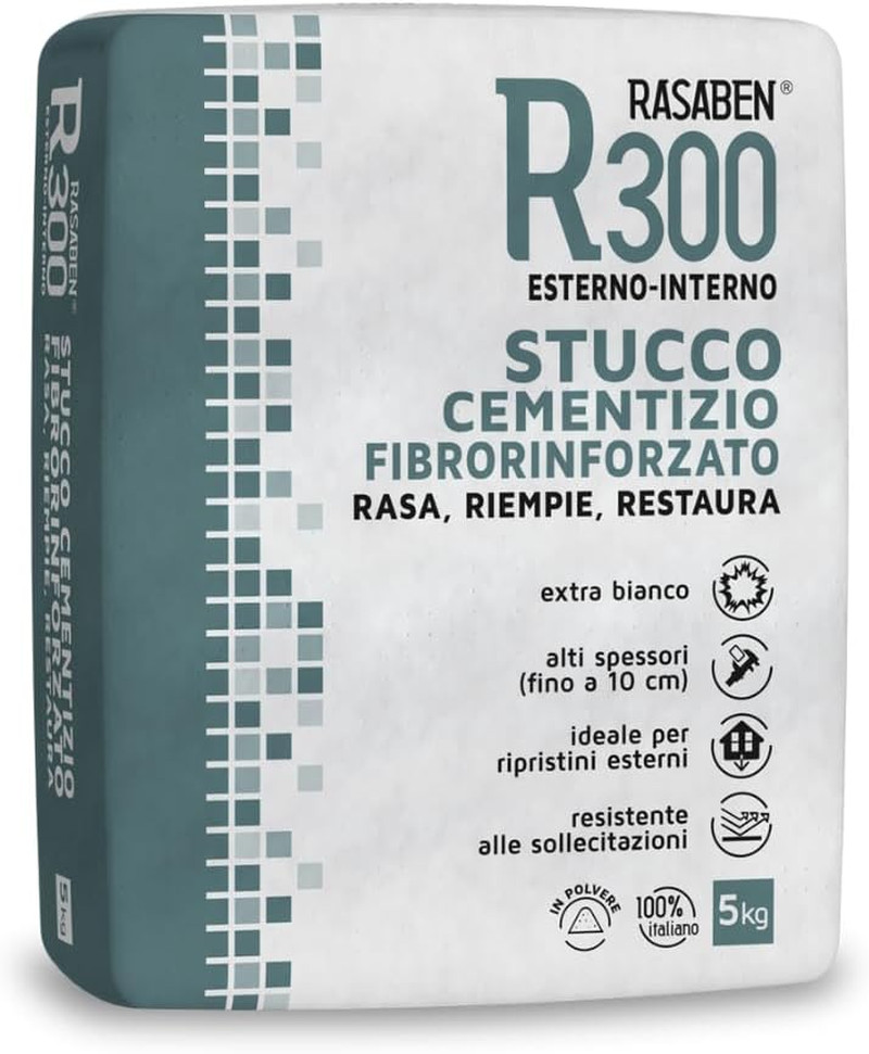 - Stucco Cementizio Extra Bianco in Polvere R300 a Base Di Cemento, per Ripristi