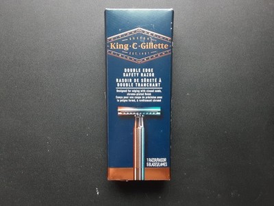 King C Gillette Chrome Plated Handle Double Edge Single Safety Razor & 5 Blades